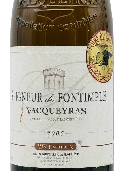 ❇️Vacqueyras Seigneur de Fontimple 1999 ワイン|ワイン ❇️Vacqueyras Seigneur de Fontimple 1999 本日出荷